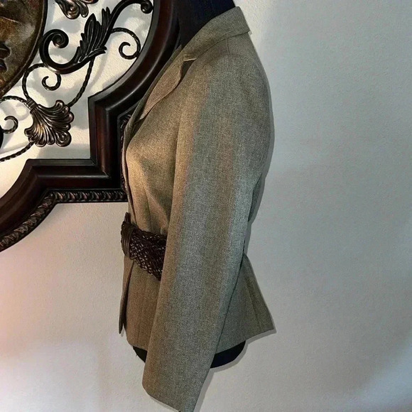 Le Suit Women’s Tan Tweed Blazer Jacket Size 6P - Picture 9 of 16